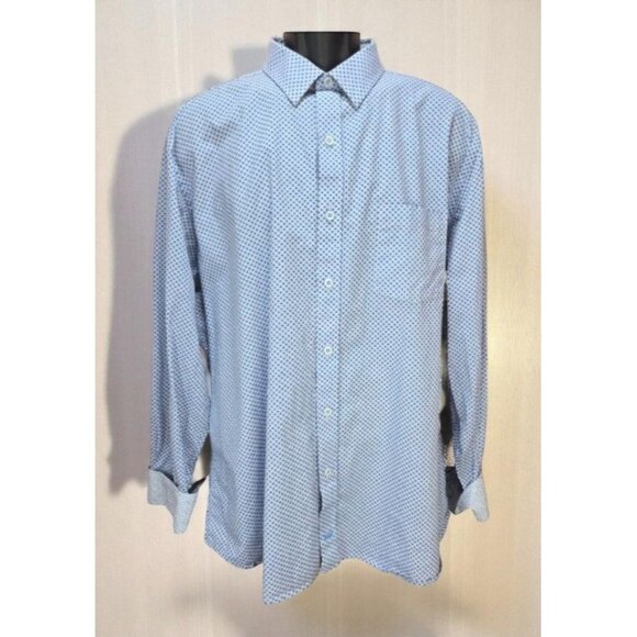 Johnston & Murphy Mens Blue Print Long Sleeve Dress Shirt XXL - Picture 1 of 8
